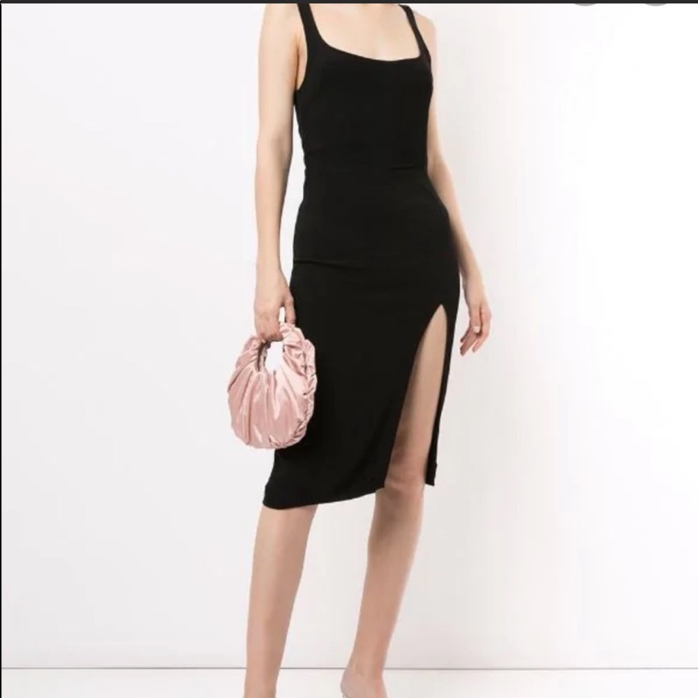 Reformation Norton dress black midi high split